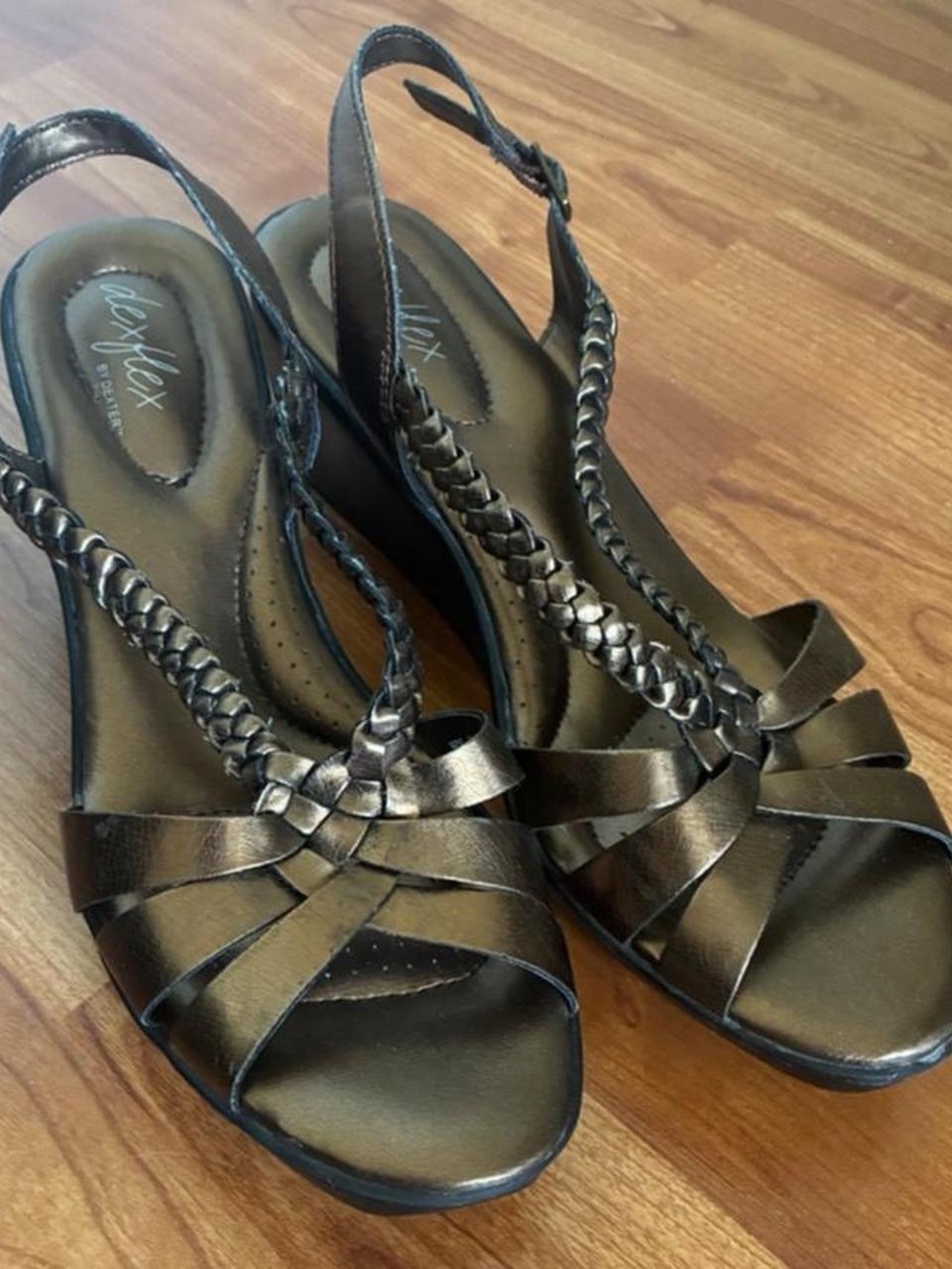Braided Slingback Sandals - Metallic Brown